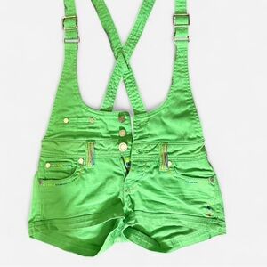 Coogi Green Denim Overalls Shorts